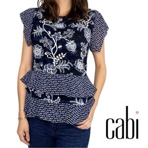 CAbi Hybrid Floral Tiered Ruffle Blouse | Modern Boho Femme | XL | Style 5355
